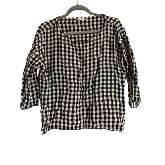 Eileen Fisher Tops - NOT FOR SALE Eileen Fisher Organic Linen Gingham Check Top Black White Womens M